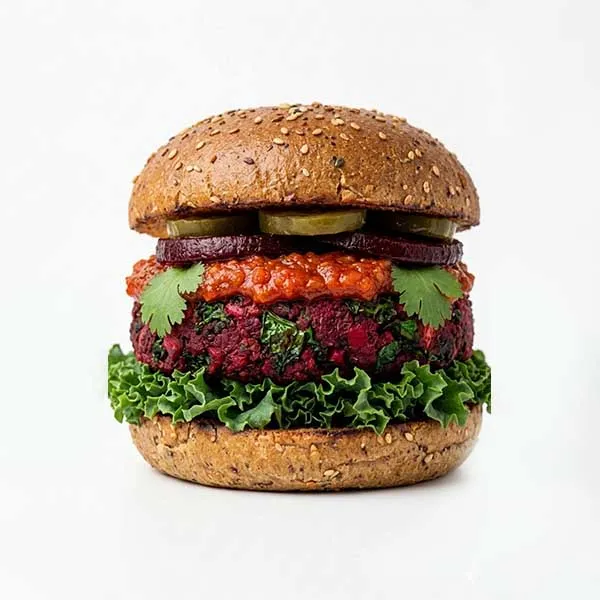 Kale and Beet Burger with Cocktail Sauce